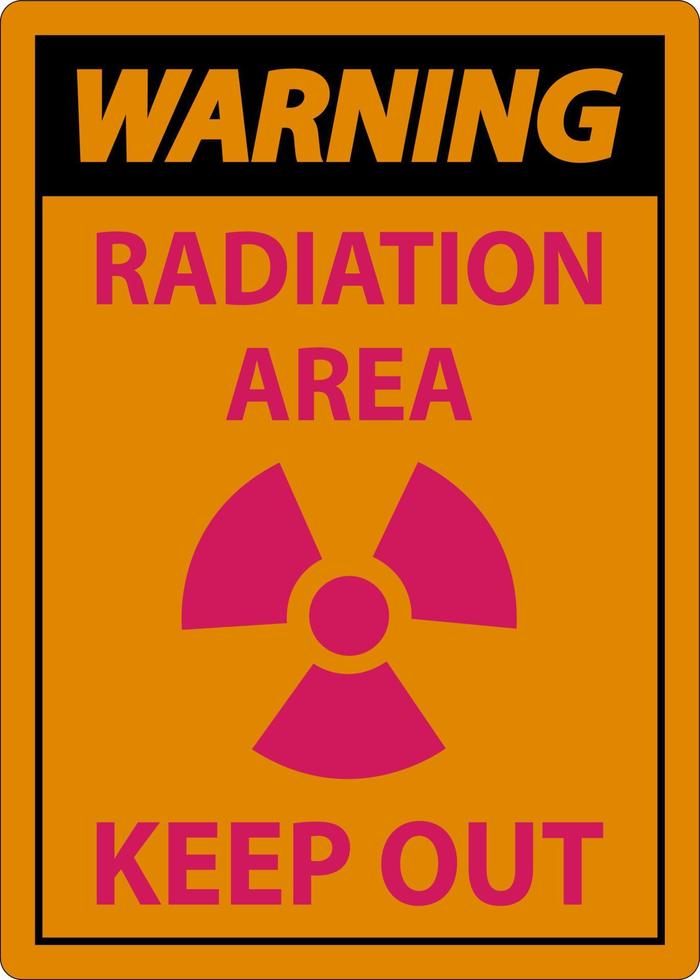 varning strålning område hålla ut skylt på vit bakgrund vektor