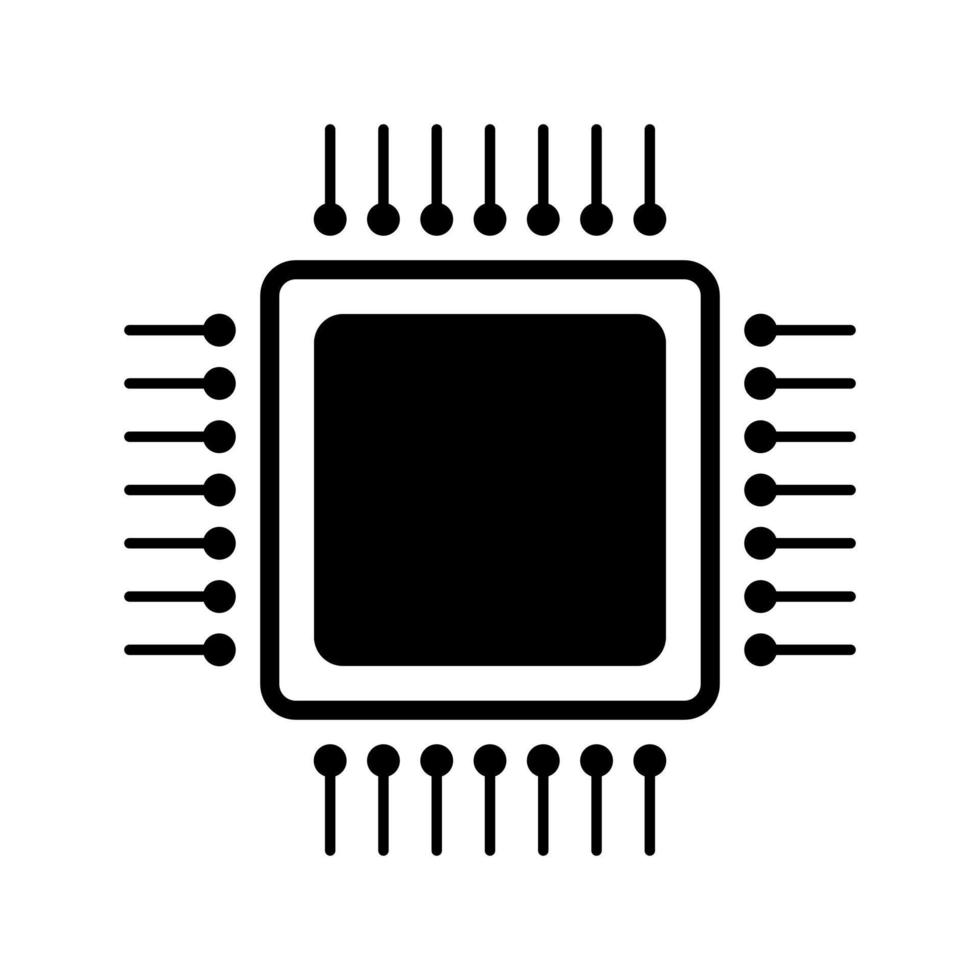 dator chip svart vektor ikon isolerad på vit bakgrund