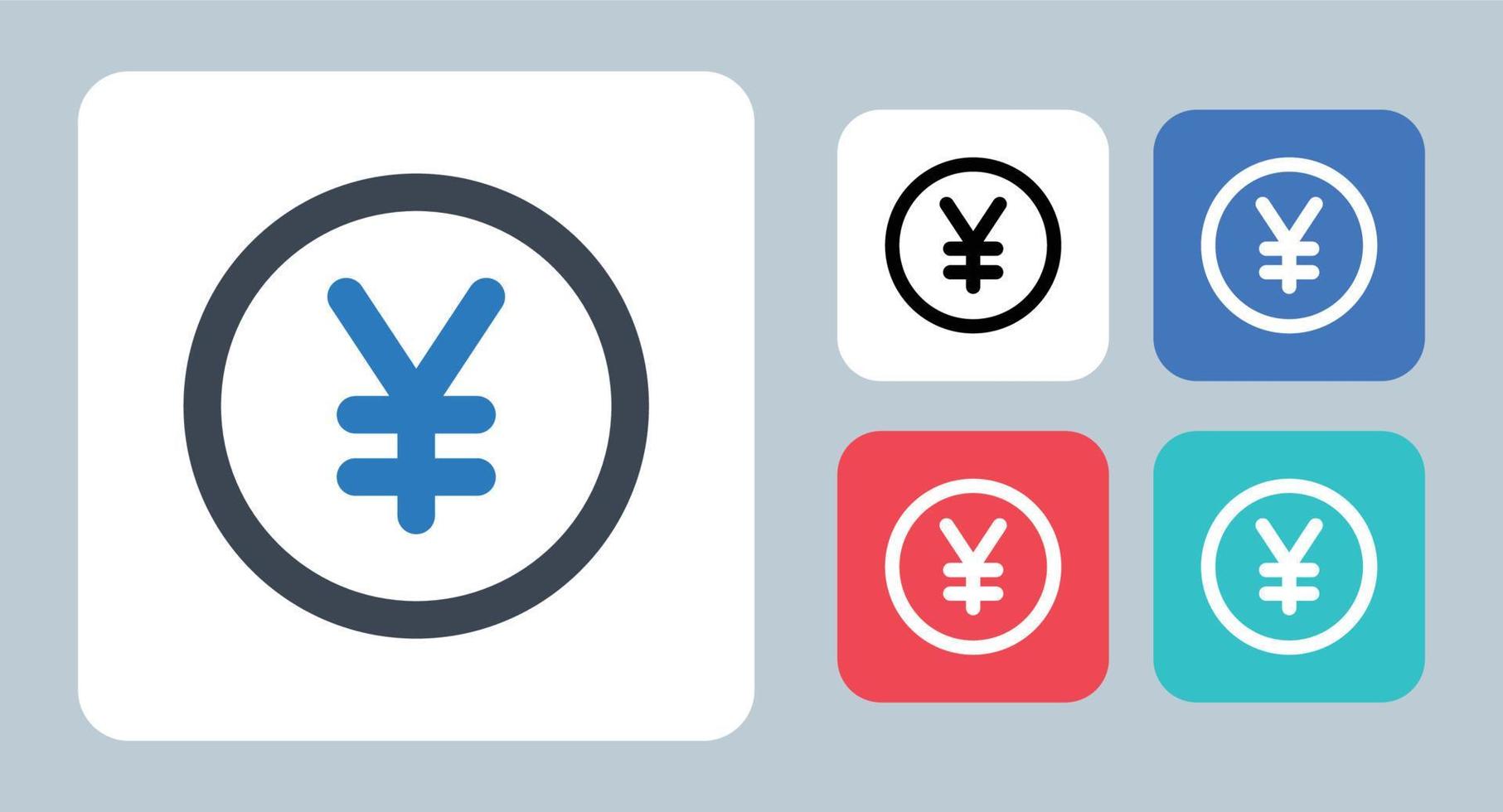 yen ikon - vektorillustration. yen, yuan, valuta, kontanter, mynt, finans, pengar, linje, kontur, platt, ikoner. vektor