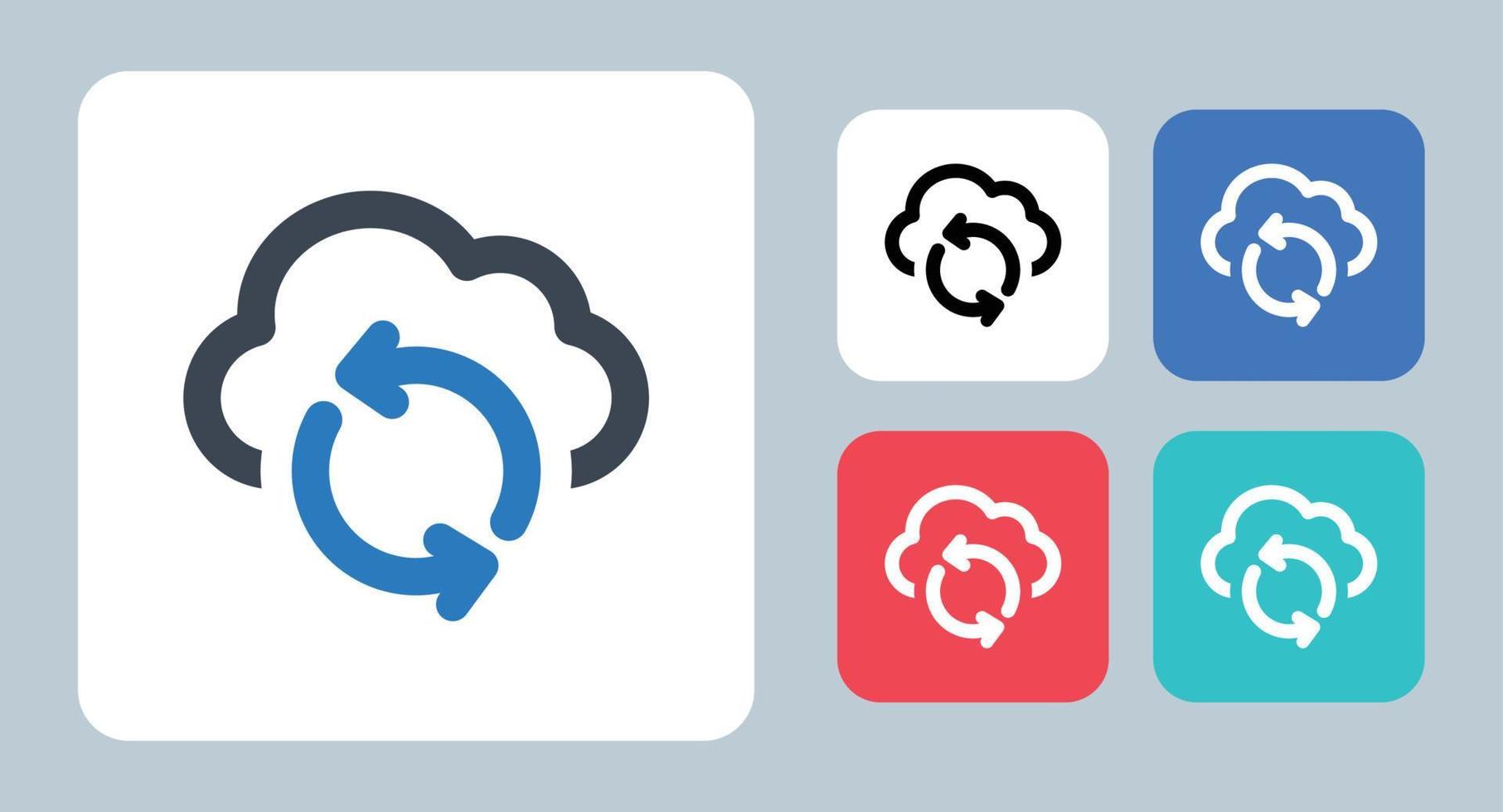 Cloud-Update-Symbol - Vektor-Illustration. wolke, synchronisieren, aktualisieren, daten, aktualisieren, teilen, teilen, synchronisieren, linie, gliederung, flach, symbole . vektor