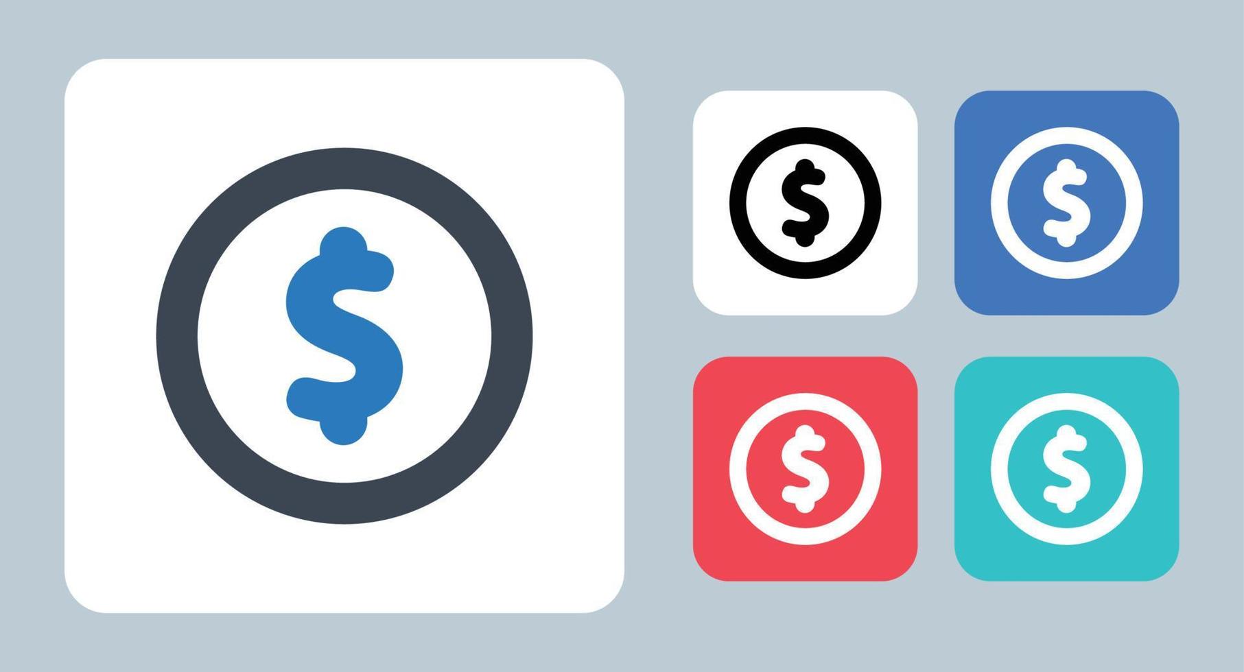 dollar ikon - vektor illustration. dollar, pengar, mynt, valuta, finans, kontanter, betalning, usd, linje, kontur, platt, ikoner.