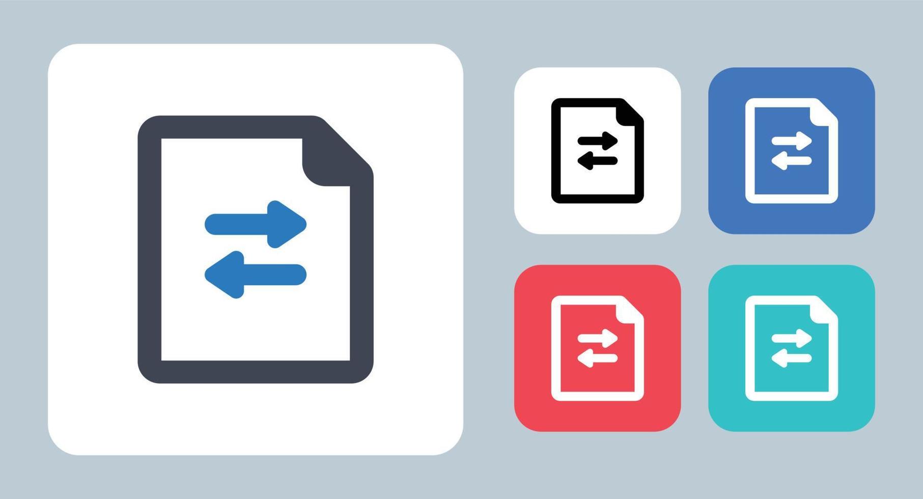 filöverföring ikon - vektor illustration. fil, dokument, överför, skicka, flytta, data, sida, delning, dela, papper, ark, linje, kontur, platt, ikoner.