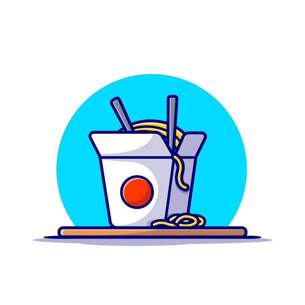 ramen-nudel mit essstäbchen-cartoon-vektor-symbol-illustration. essen und trinken icon konzept isoliert premium vektor. flacher Cartoon-Stil vektor