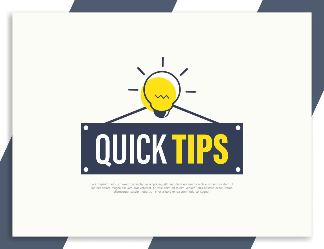 Quick Tips Label Innovation Design Template, hilfreiche Tipps, Quick Tricks Banner vektor