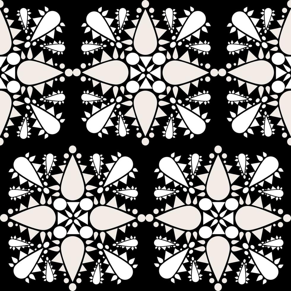Schwarz-Weiß-Muster umfassen dreieckige, runde und tropfenförmige Formen zum Drucken auf allen Arten von Oberflächen oder Stoffen. vektor