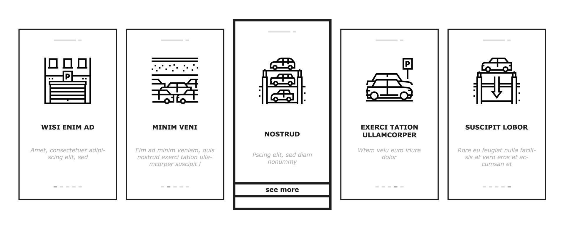 Tiefgaragen-Onboarding-Symbole setzen Vektor