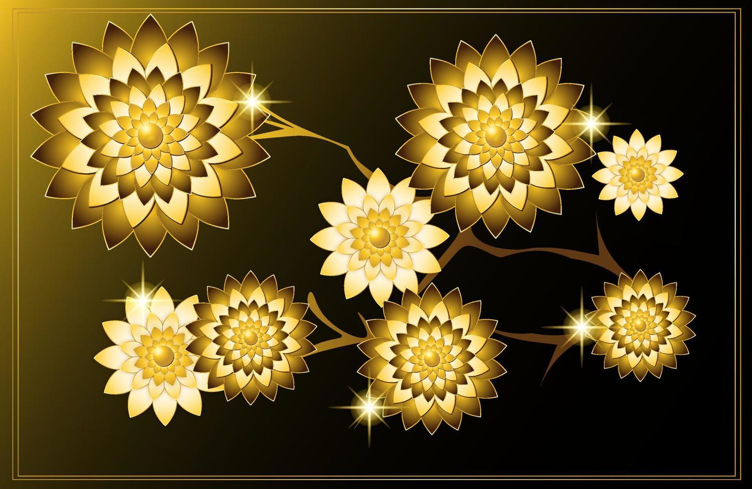 gyllene blomma på mörk bakgrund illustration vektor