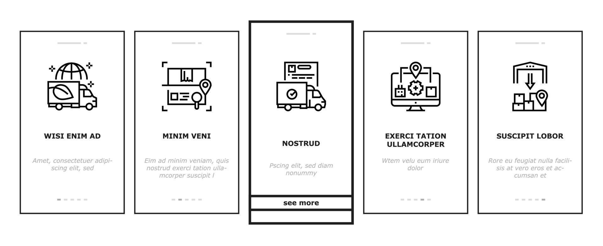 Onboarding-Symbole für Logistikunternehmen setzen Vektor