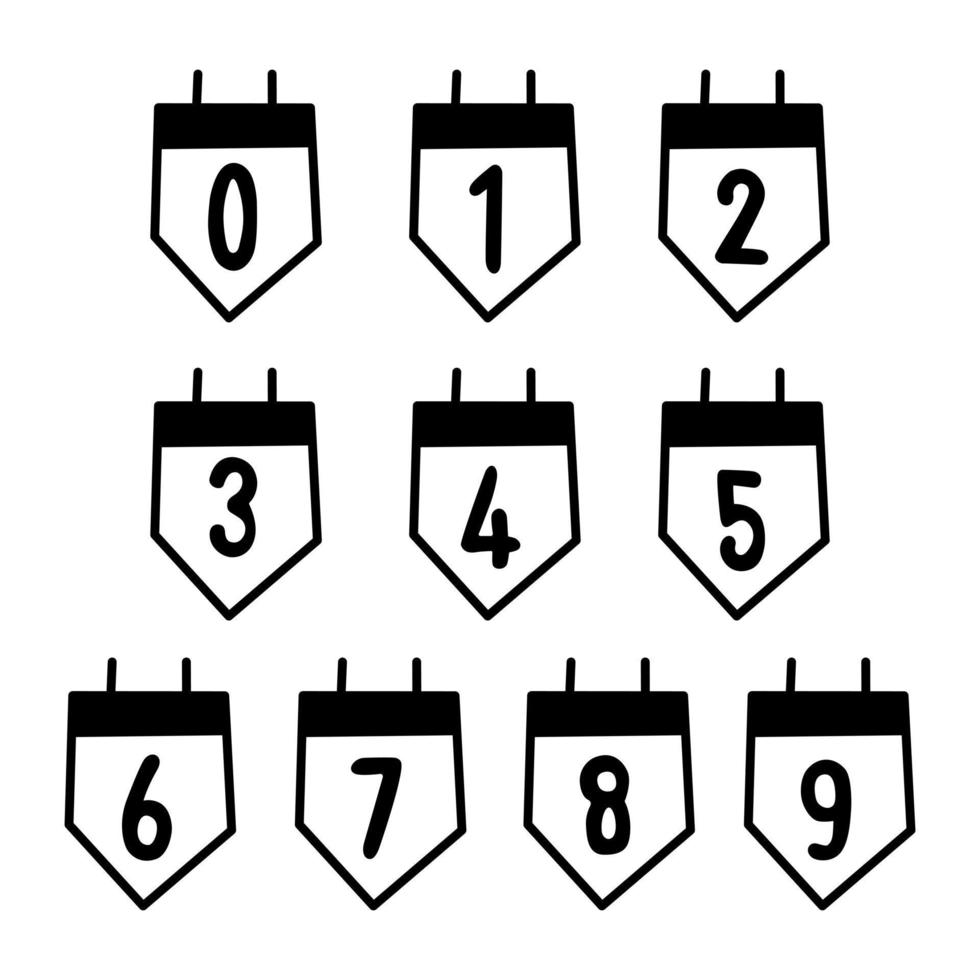 söta nummer alfabetet i flagg ram på vit bakgrund. vektor illustration om bokstäver för dekoration.