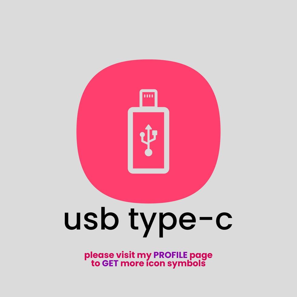 usb typ-c-symbol för appikon eller företagslogotyp - utskuren stil version 1 vektor