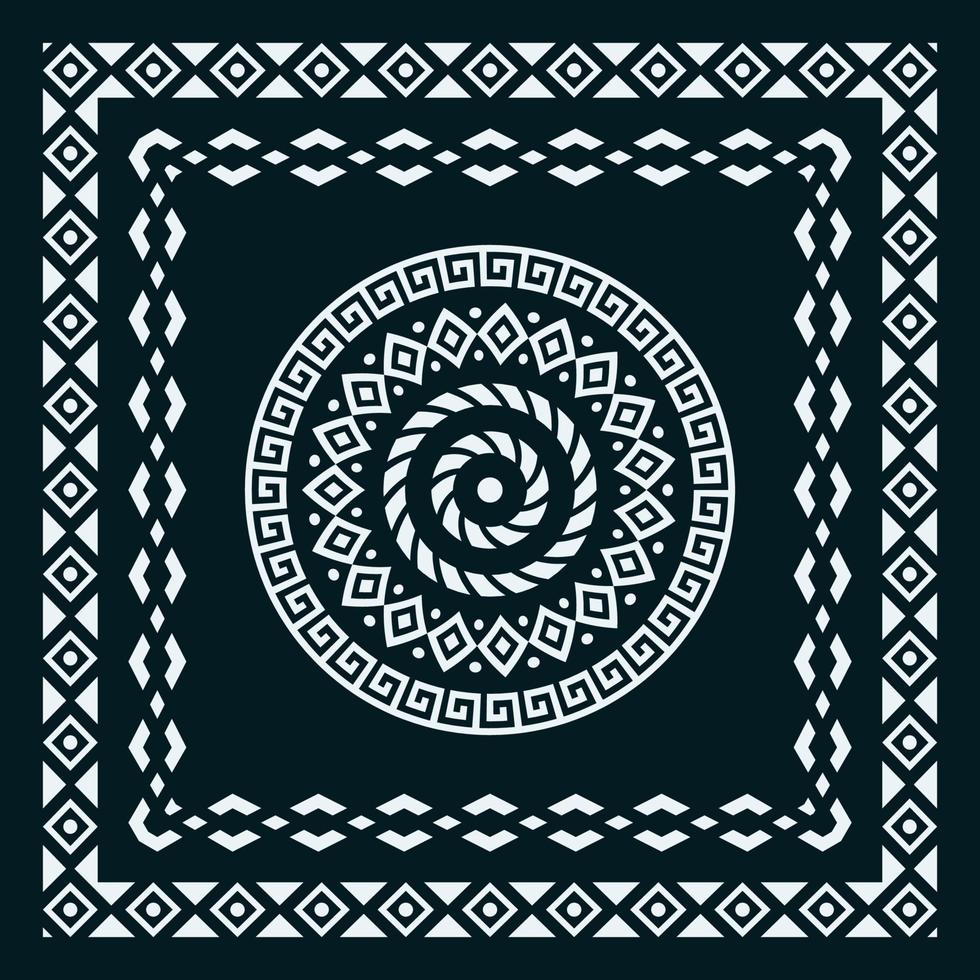 halsduk bandana tribal mönster. design för kvinna hijab, boho matta, bandana, halsband, batik, matta, sjal, örngott. fyrkantigt mönster designstil vektor