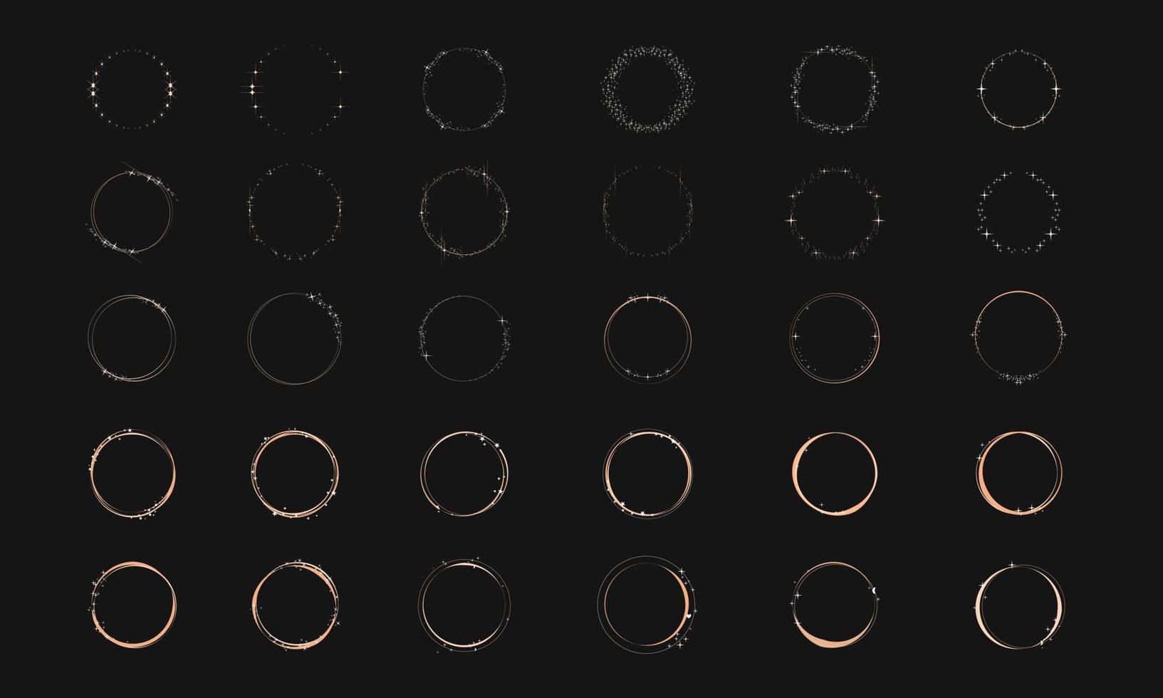 cirkel guld ram. lyx gyllene cirkulär kant med effekt grunge. elegant sfärgräns. modern ring. forma runt mönster. delikat grafiskt element för design hälsning bröllop, utskrifter. vektor