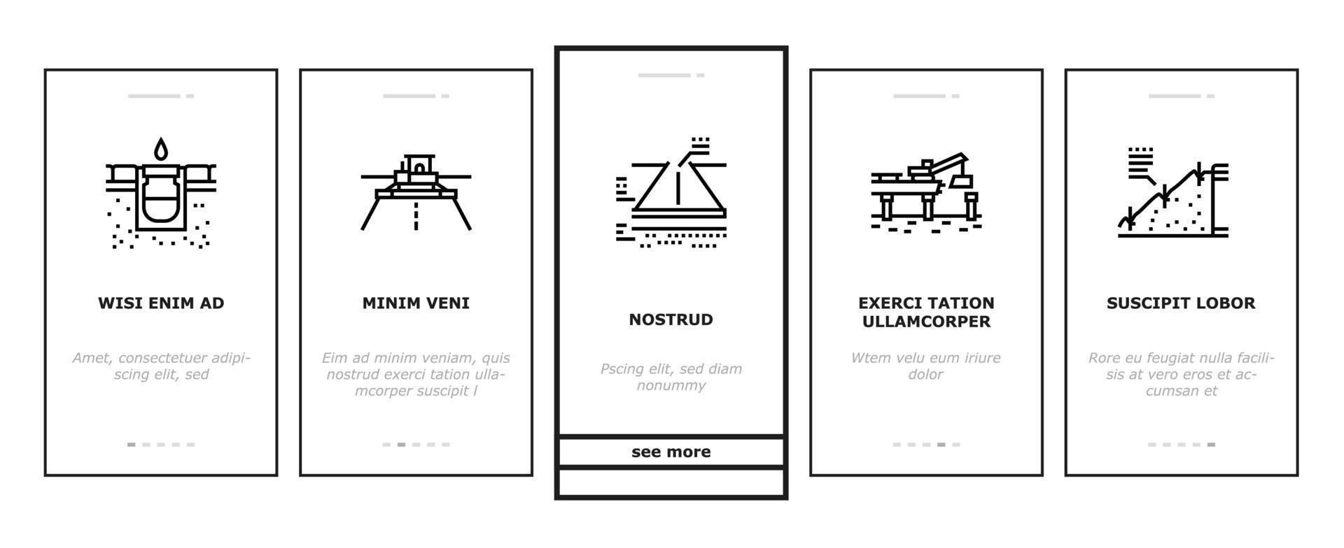 Onboarding-Symbole für den Straßenbau setzen Vektor