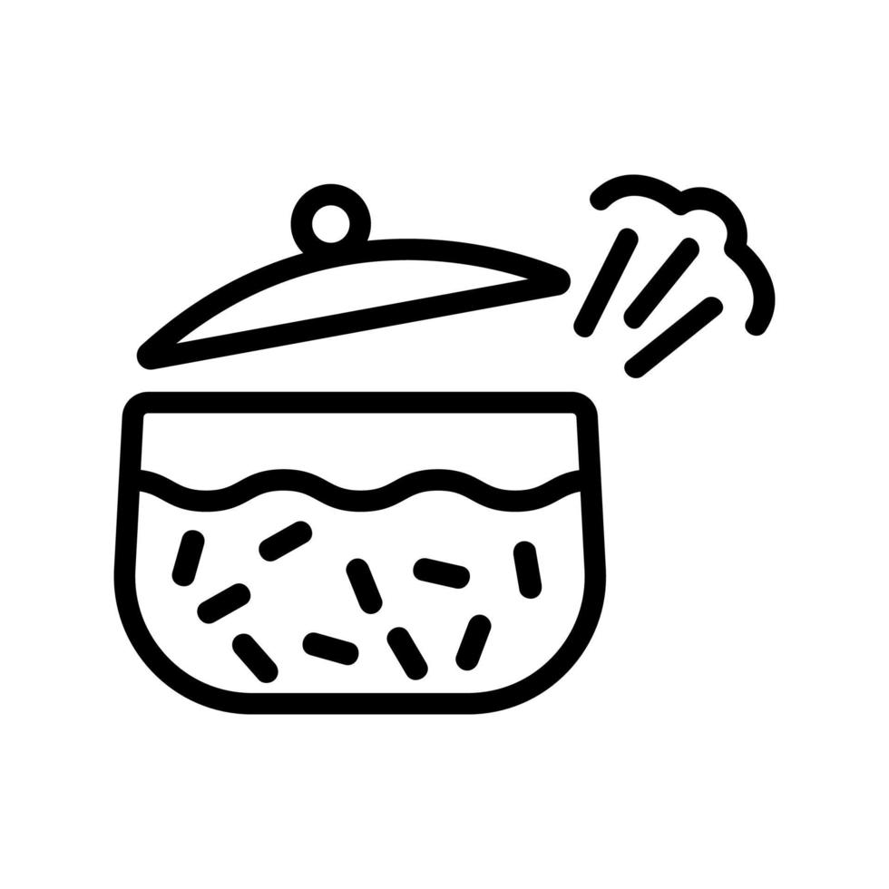 Pfeifpfanne über gekochten kochenden Brei Symbol Vektor Umriss Illustration