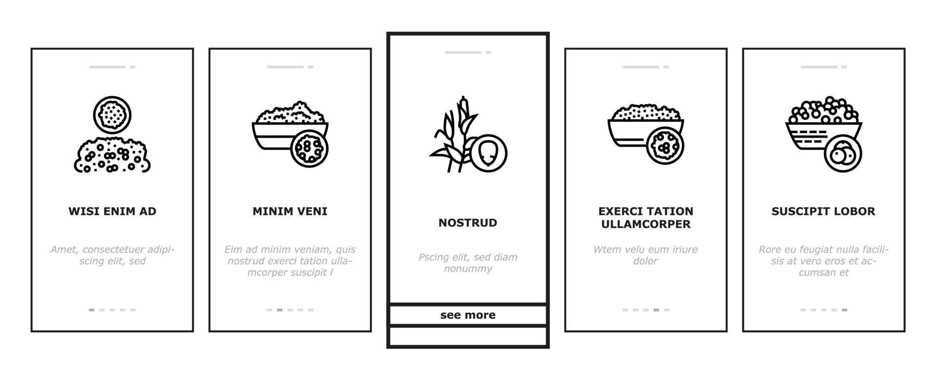 grütze naturkost onboarding icons set vektor