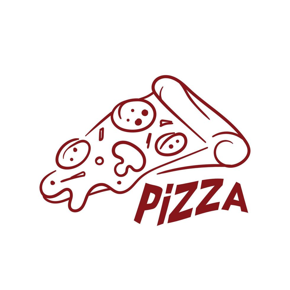 kreativ röd skiva pizza ost droppande brev logotyp vektor design symbol inspiration