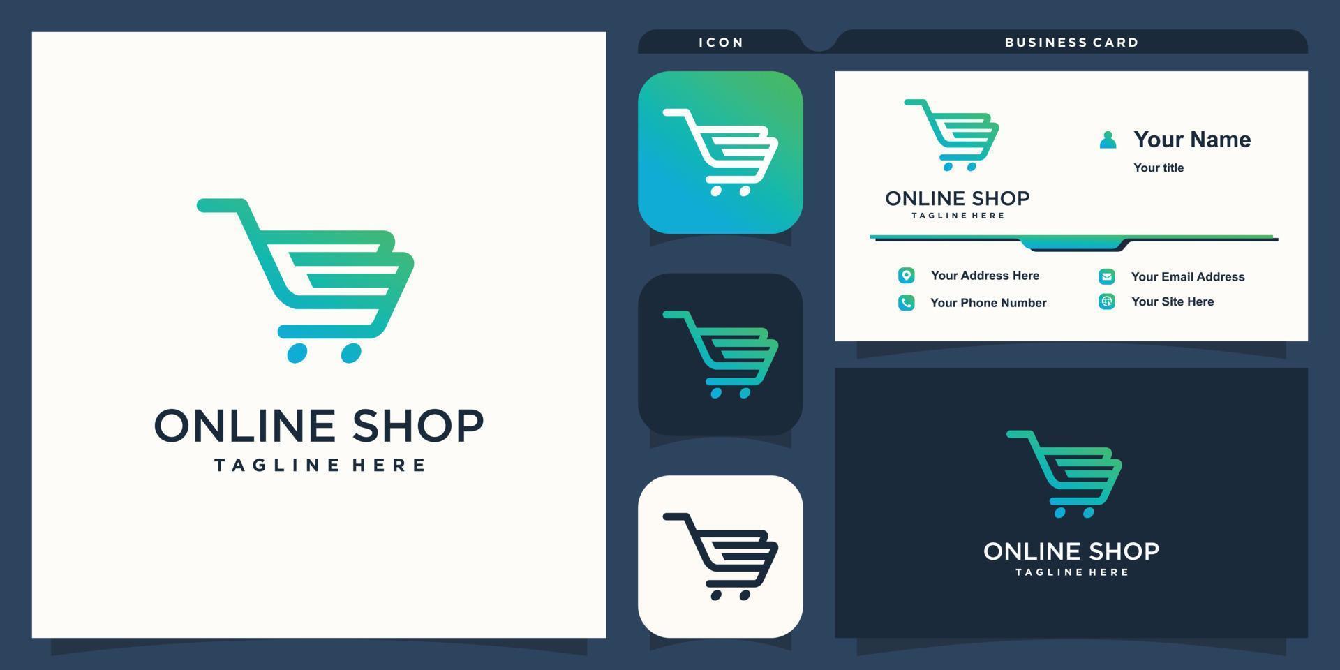 onlinebutik logotyp med modernt koncept för business premium vektor