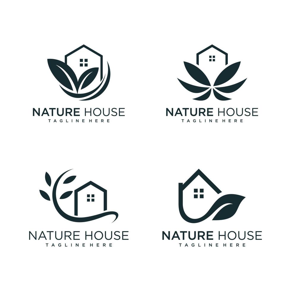 grünes Haus-Logo-Design-Konzept mit einfachem und einzigartigem Premium-Vektor vektor