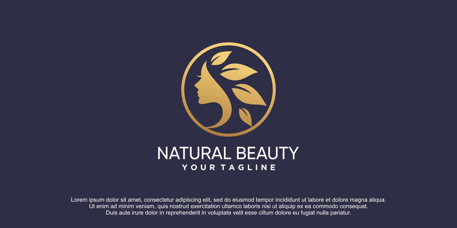 naturlig skönhet logotyp med färska och moderna kreativa koncept premium vektor