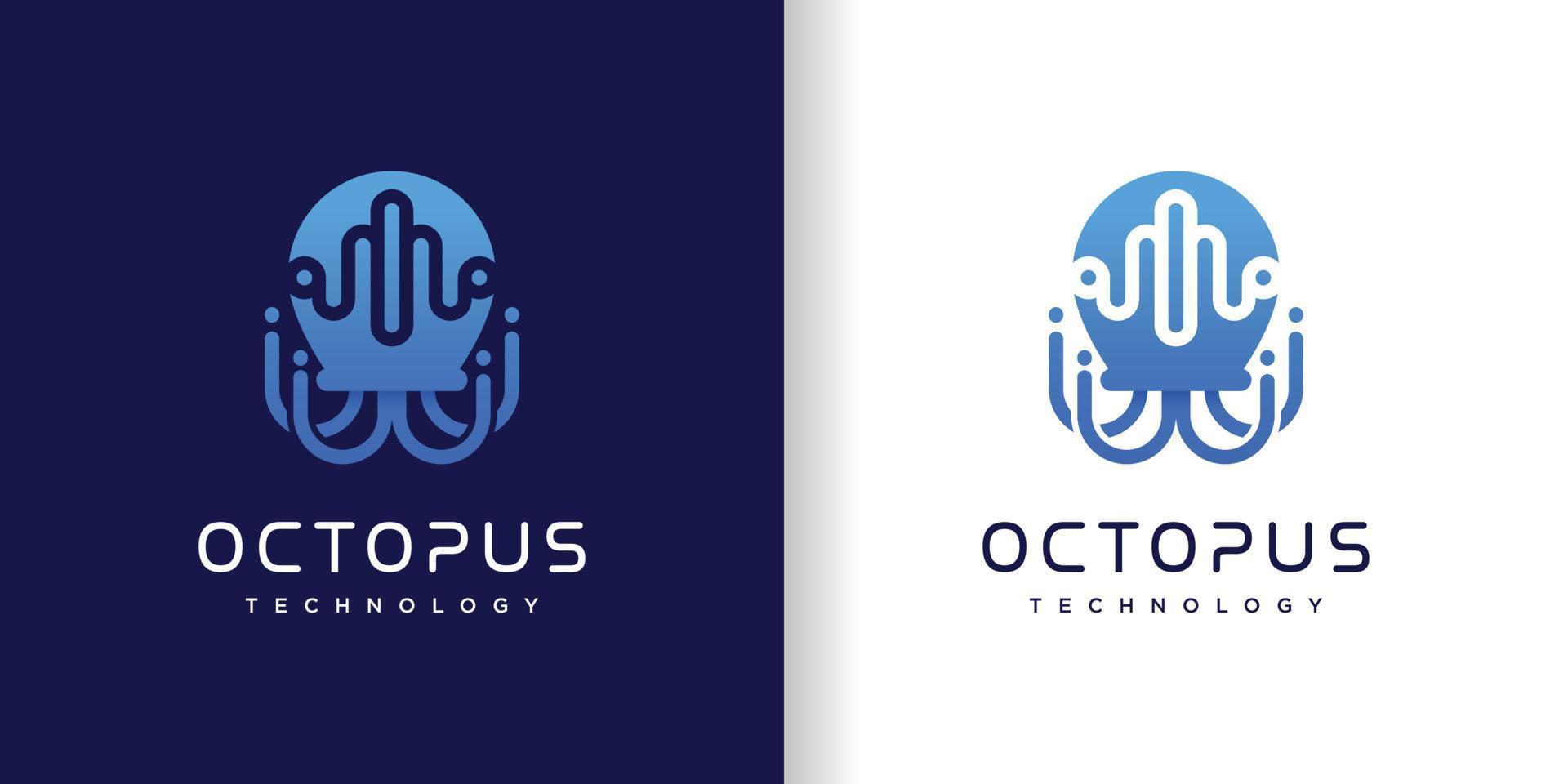 Oktopus-Logo-Design mit Premium-Vektor im Technologie-Stil vektor