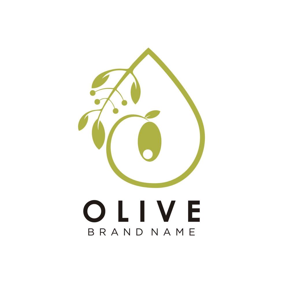 Oliven-Logo-Design mit kreativem Konzept-Premium-Vektor vektor