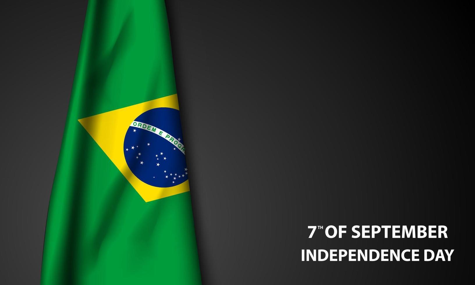abstrakt självständighetsdagen för Brasilien bakgrund med elegant tygflagga och typografisk illustration vektor