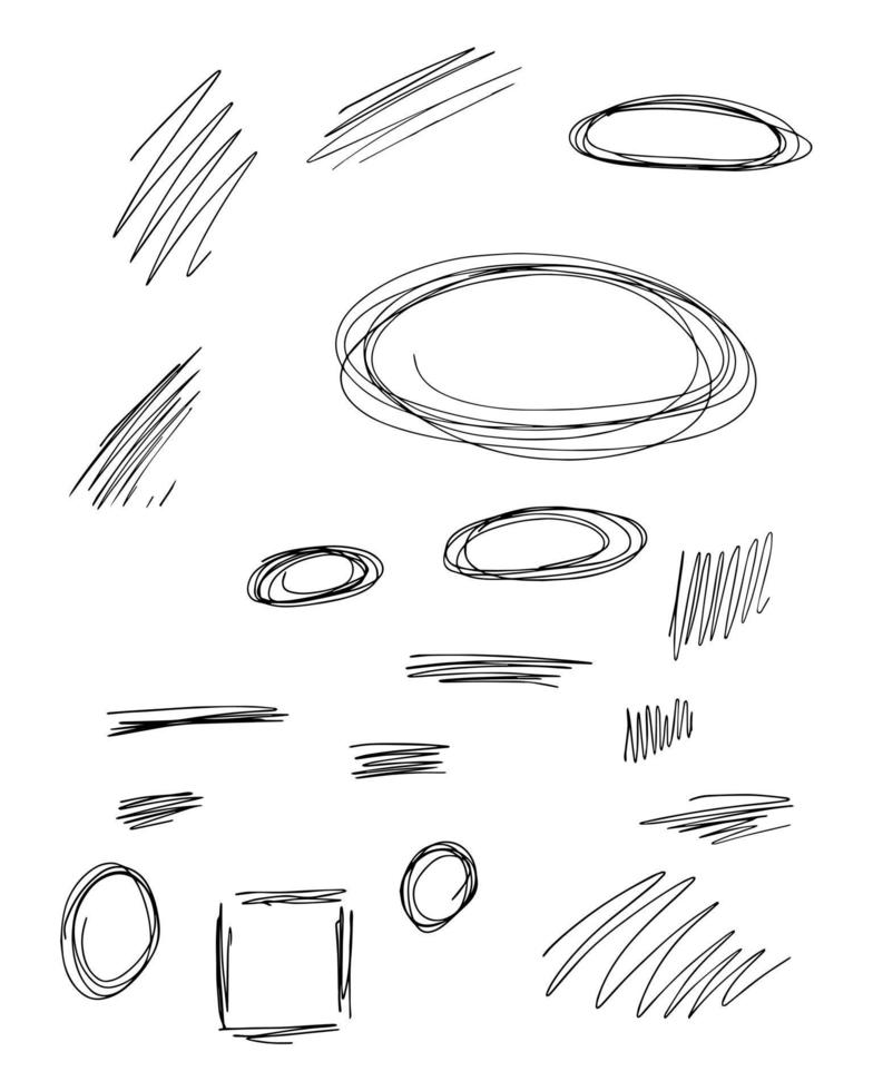 handritad doodle bläck cirkel set. olika typer av handritade cirkelramar vektor