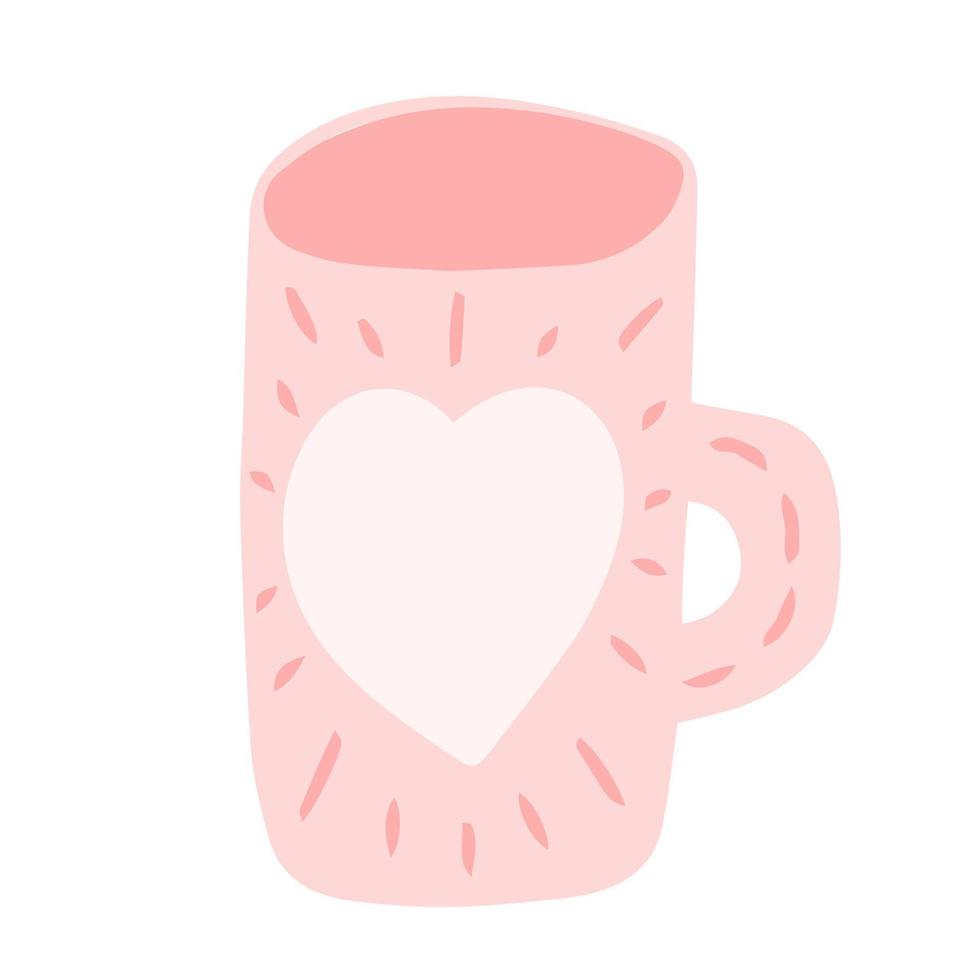 Doodle Tasse Tee mit Herz-Vektor-Cliparts vektor