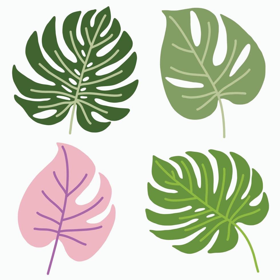 enkelhet monstera blad frihand kontinuerlig linjeritning platt design. vektor