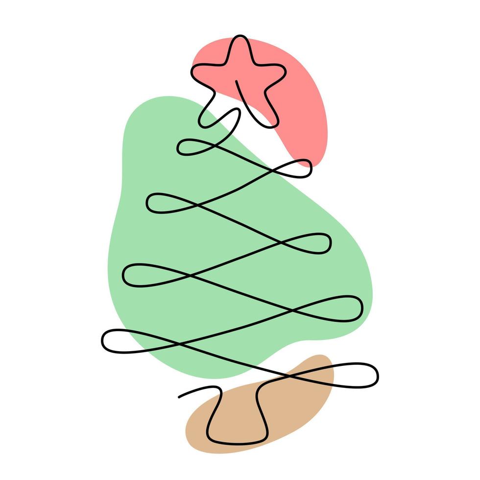 kontinuerlig en rad konst av julgran. linjär stil och handritad logotyp. god jul och gott nytt år koncept. vektor