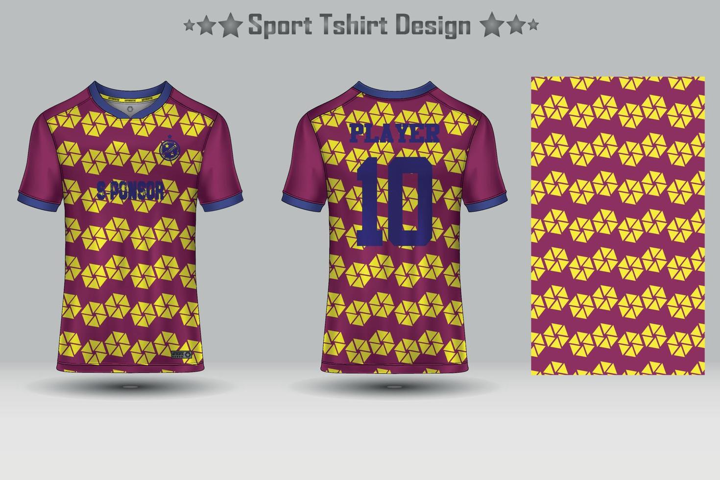 Fußballsport Jersey Mockup abstraktes geometrisches Muster T-Shirt Design vektor