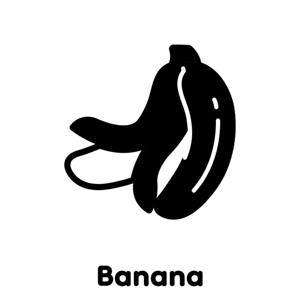 Bananen-Glyphe-Symbol, Vektor, Illustration. vektor