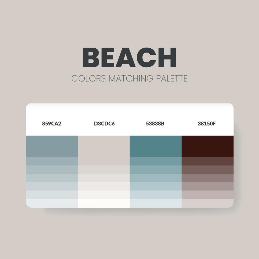 Ideen für Farbschemata in Strandtönen. farbpaletten sind trendkombinationen und palettenführer in diesem jahr, eine tabelle farbtöne in rgb oder hex. ein Farbmuster für eine Frühlingsmode, ein Zuhause oder ein Innendesign vektor