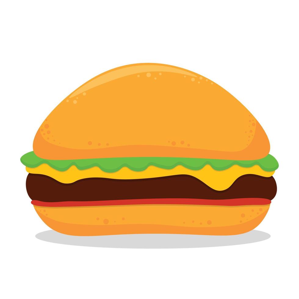 Burger-Symbol. Flache Vektorillustrationsikone saftiger köstlicher Hamburger oder Cheeseburger lokalisiert auf weißem Hintergrund. vektor