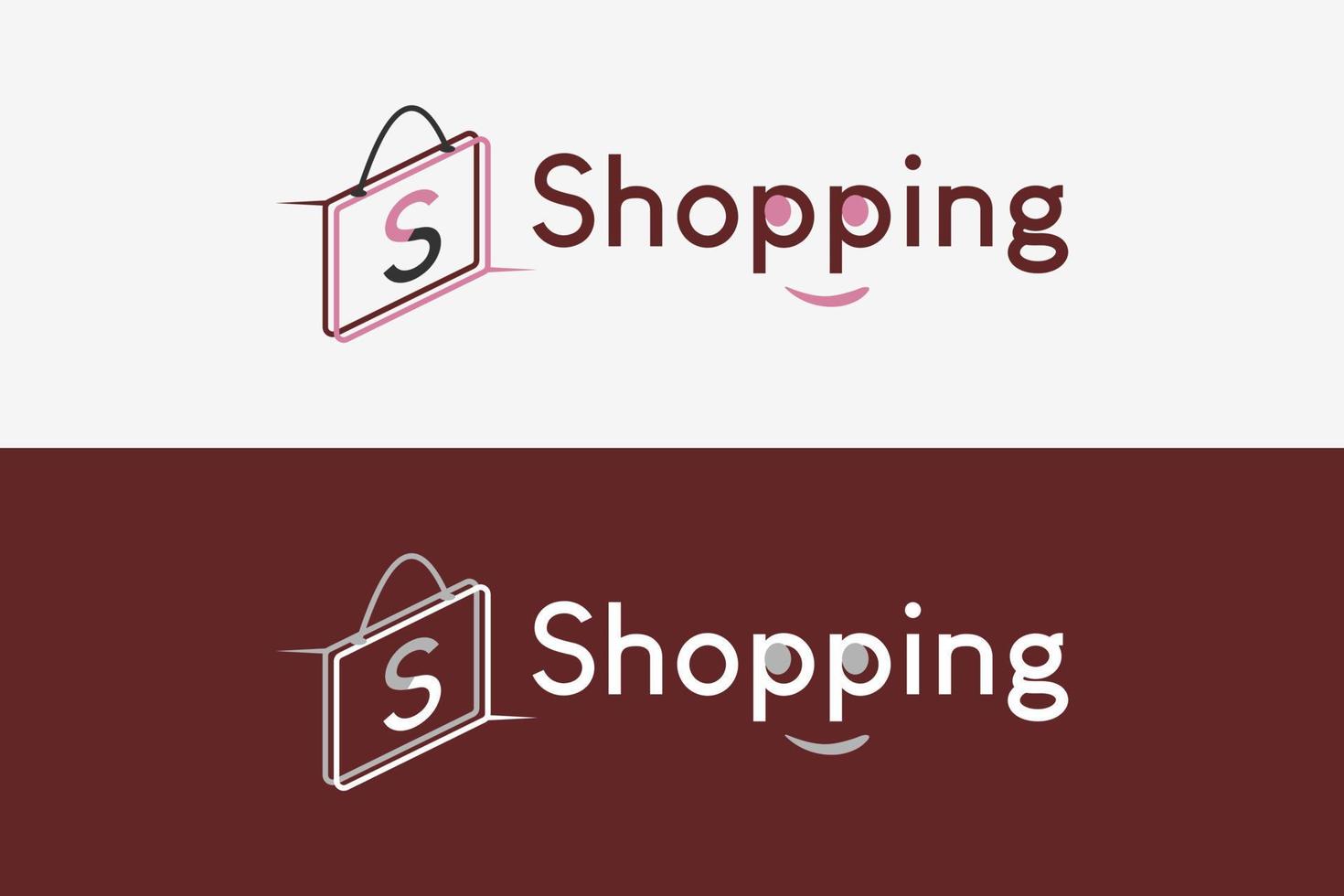 Einfaches Shopping-Logo und Icon-Design mit einer Einkaufstaschen-Vektorillustration in einem kreativen Pastellfarbkonzept. vektor