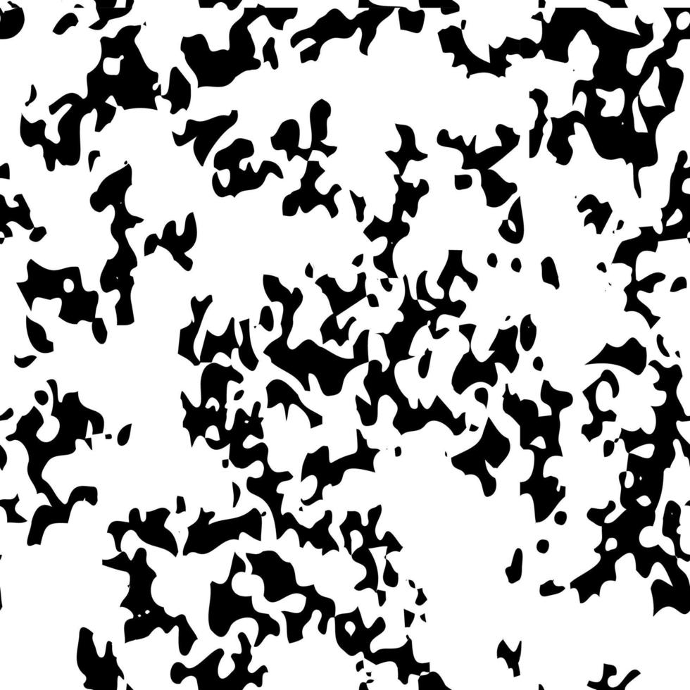 schwarzes chaotisches gesprenkeltes Muster, Beschaffenheitshintergrund. Korn- und Rauschüberlagerung, unregelmäßige Freiformflecken für Vorlagenhintergrund und -effekte, Illustration vektor