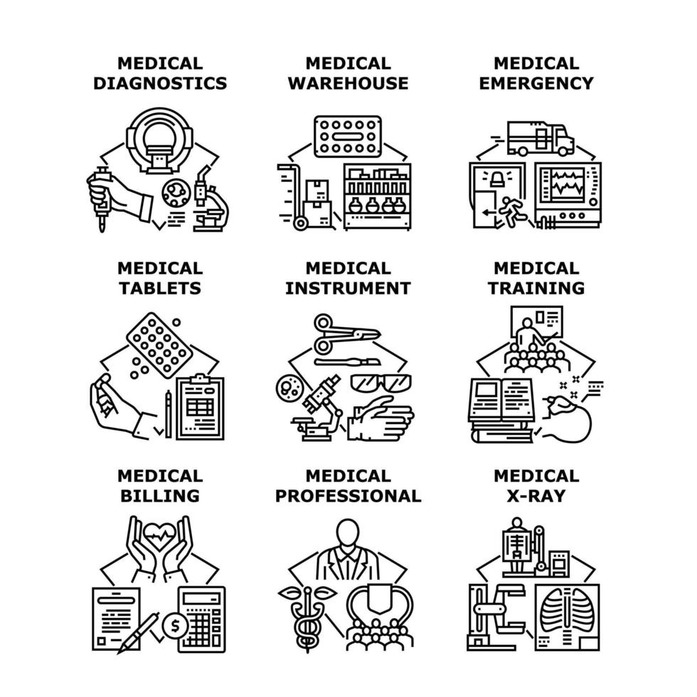 medicinsk sjukvård som ikoner vektorillustrationer vektor