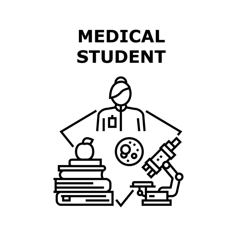 medicinsk student vektor konceptet svart illustration