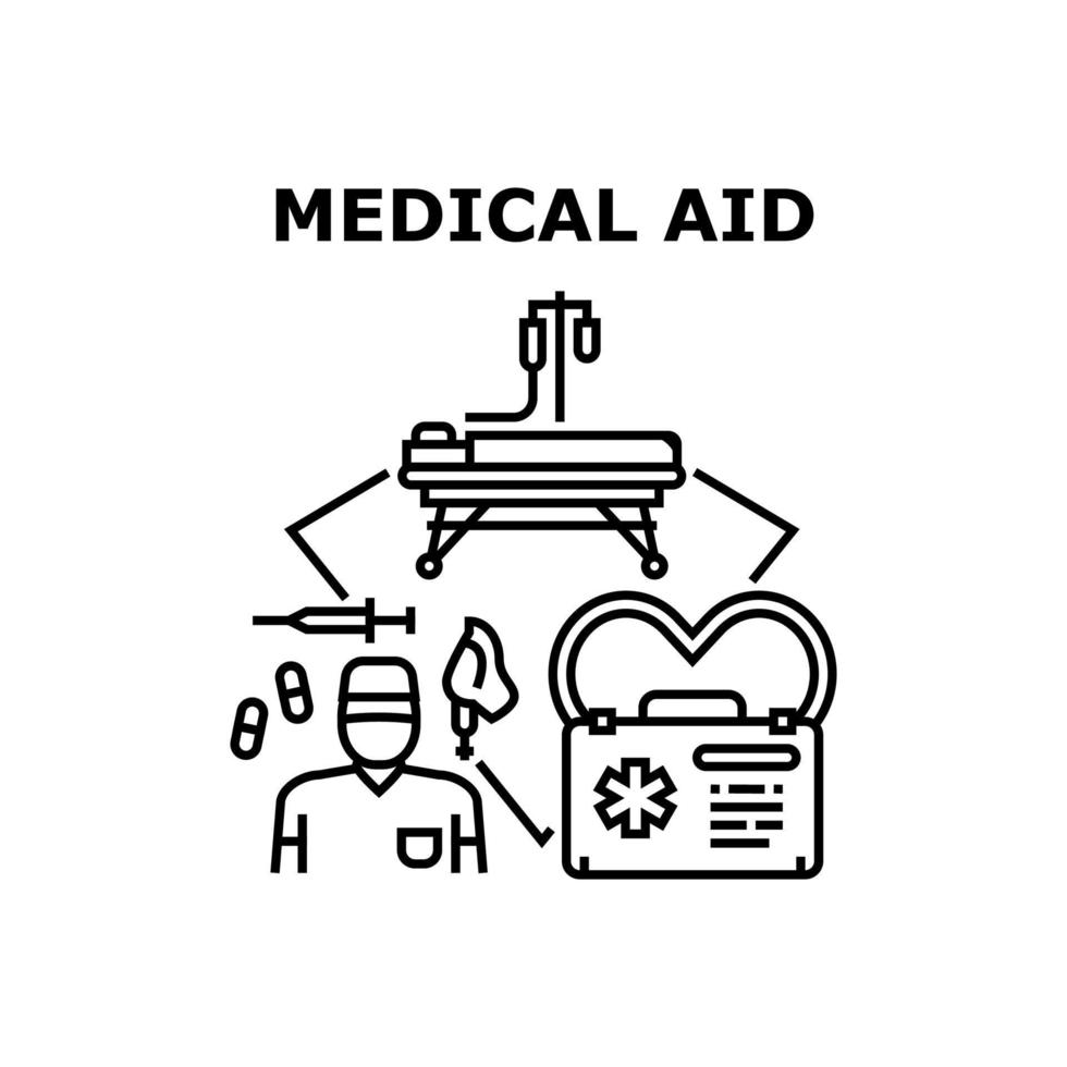 medizinische hilfe vektorkonzept schwarze illustration vektor