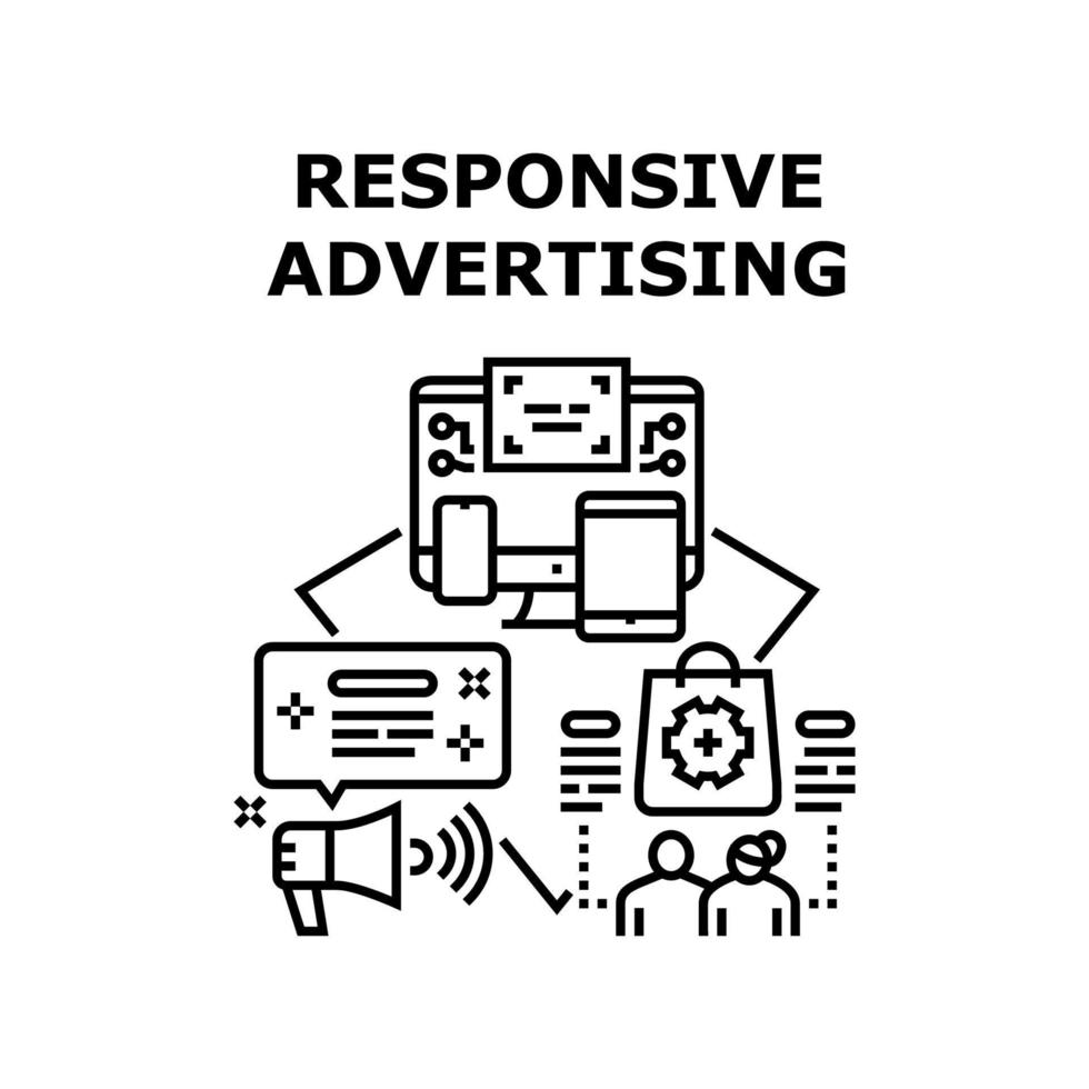 Responsive Werbung Vektor schwarze Illustration
