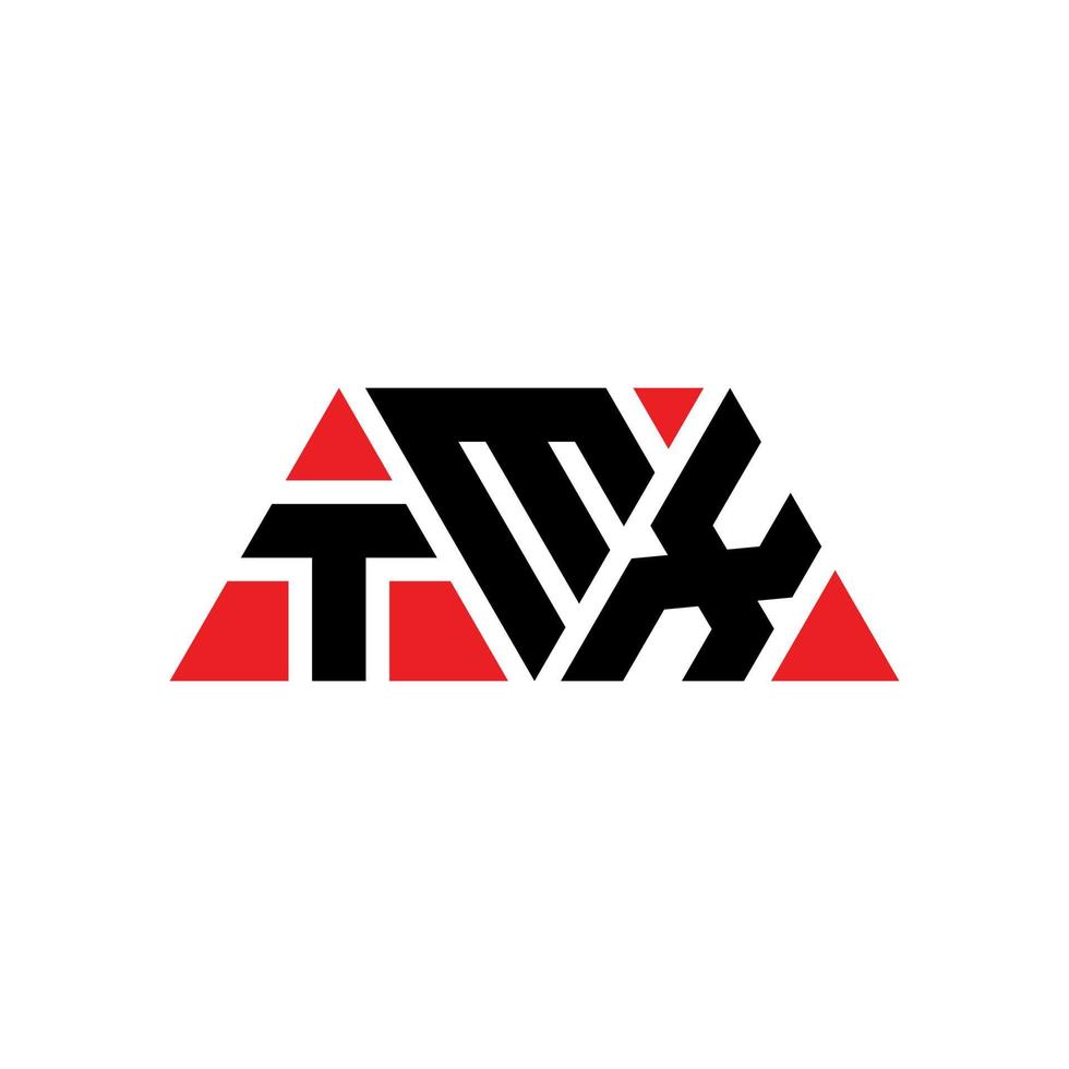 tmx triangel bokstavslogotypdesign med triangelform. tmx triangel logotyp design monogram. tmx triangel vektor logotyp mall med röd färg. tmx triangulär logotyp enkel, elegant och lyxig logotyp. tmx