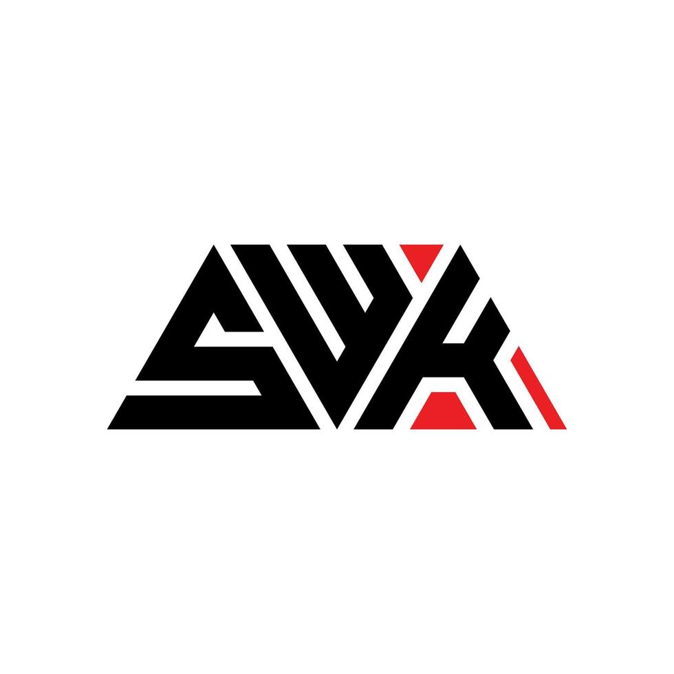 swk triangel bokstavslogotypdesign med triangelform. swk triangel logotyp design monogram. swk triangel vektor logotyp mall med röd färg. swk triangulär logotyp enkel, elegant och lyxig logotyp. swk