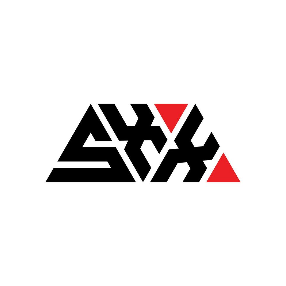 sxx triangel bokstavslogotypdesign med triangelform. sxx triangel logotyp design monogram. sxx triangel vektor logotyp mall med röd färg. sxx triangulär logotyp enkel, elegant och lyxig logotyp. sxx