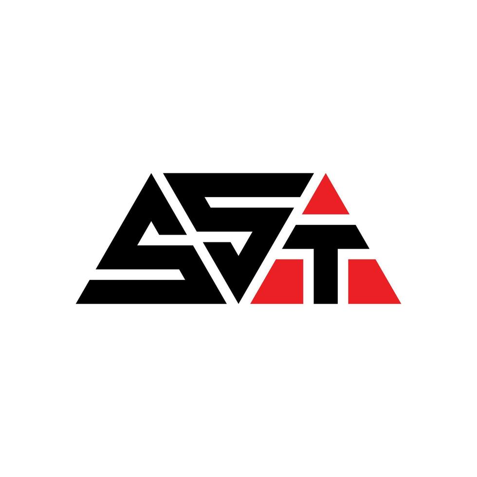 SST-Dreieck-Buchstaben-Logo-Design mit Dreiecksform. Edelstahl-Dreieck-Logo-Design-Monogramm. SST-Dreieck-Vektor-Logo-Vorlage mit roter Farbe. sst dreieckiges logo einfaches, elegantes und luxuriöses logo. Edelstahl vektor