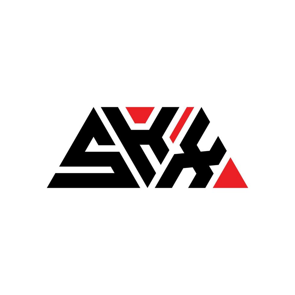 SKX-Dreieck-Buchstaben-Logo-Design mit Dreiecksform. skx-Dreieck-Logo-Design-Monogramm. skx-Dreieck-Vektor-Logo-Vorlage mit roter Farbe. skx dreieckiges Logo einfaches, elegantes und luxuriöses Logo. skx vektor