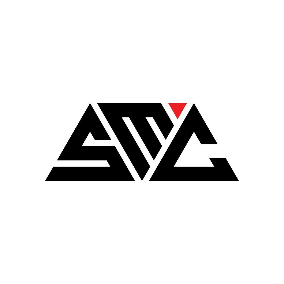 SMC-Dreieck-Buchstaben-Logo-Design mit Dreiecksform. SMC-Dreieck-Logo-Design-Monogramm. SMC-Dreieck-Vektor-Logo-Vorlage mit roter Farbe. smc dreieckiges Logo einfaches, elegantes und luxuriöses Logo. smc vektor