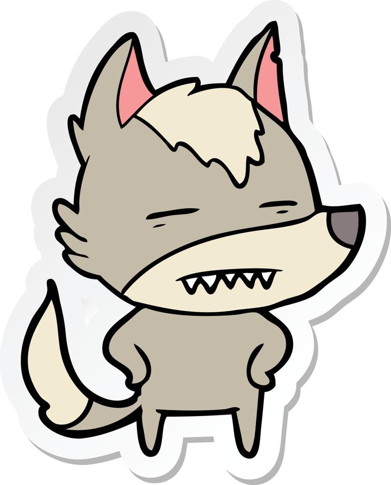 Aufkleber eines Comic-Wolfs mit Zähnen vektor