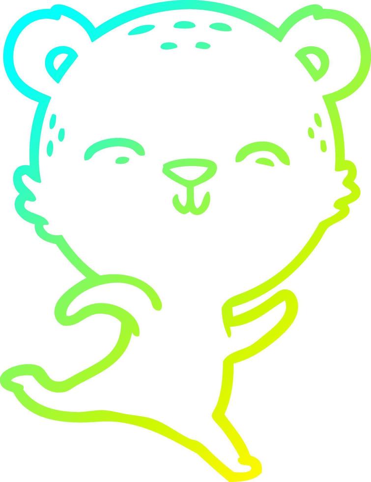 Kalte Gradientenlinie, die glücklichen Cartoon-Bären zeichnet vektor