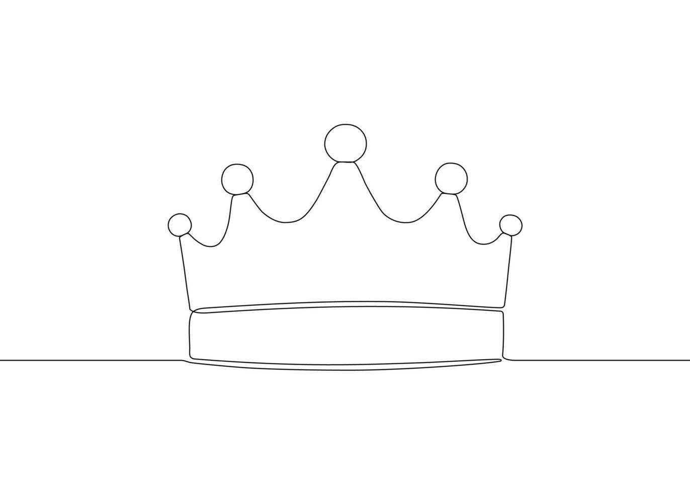 krona kunglig symbol för kung, kontinuerlig enda en rad ritning. krona för kung, drottning, prins eller prinsessa. fe corona. vektor handritad kontur illustration