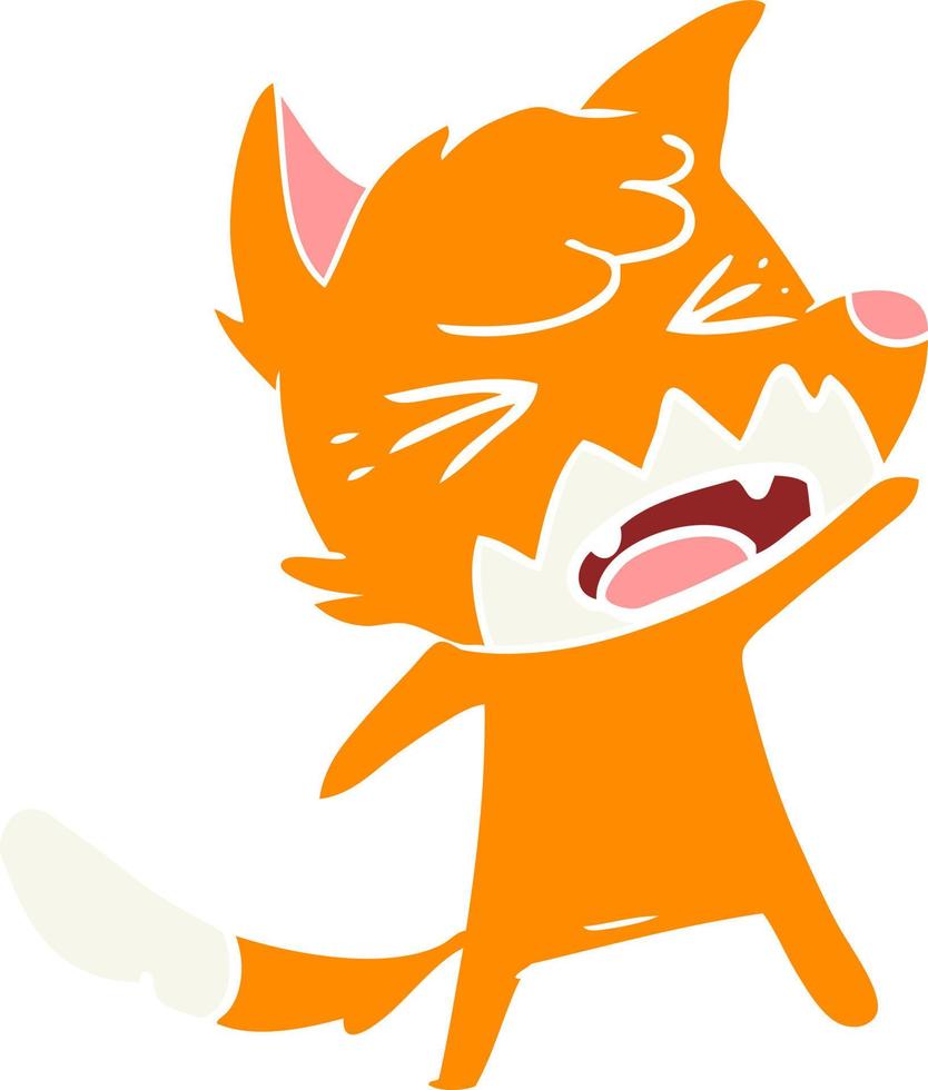 wütender Cartoon-Fuchs im flachen Farbstil vektor